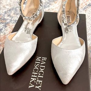 Badgley Mischka Bridal Flat Ankle Crystal Shoe